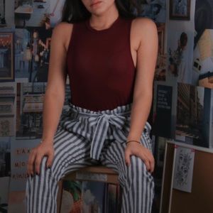 Burgundy flared out tank top